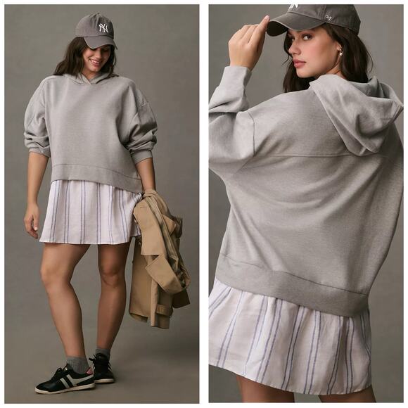 Anthropologie Dresses & Skirts - Anthropologie Pilcro Hooded Sweatshirt Twofer Mini Dress Size 2X Casual Preppy